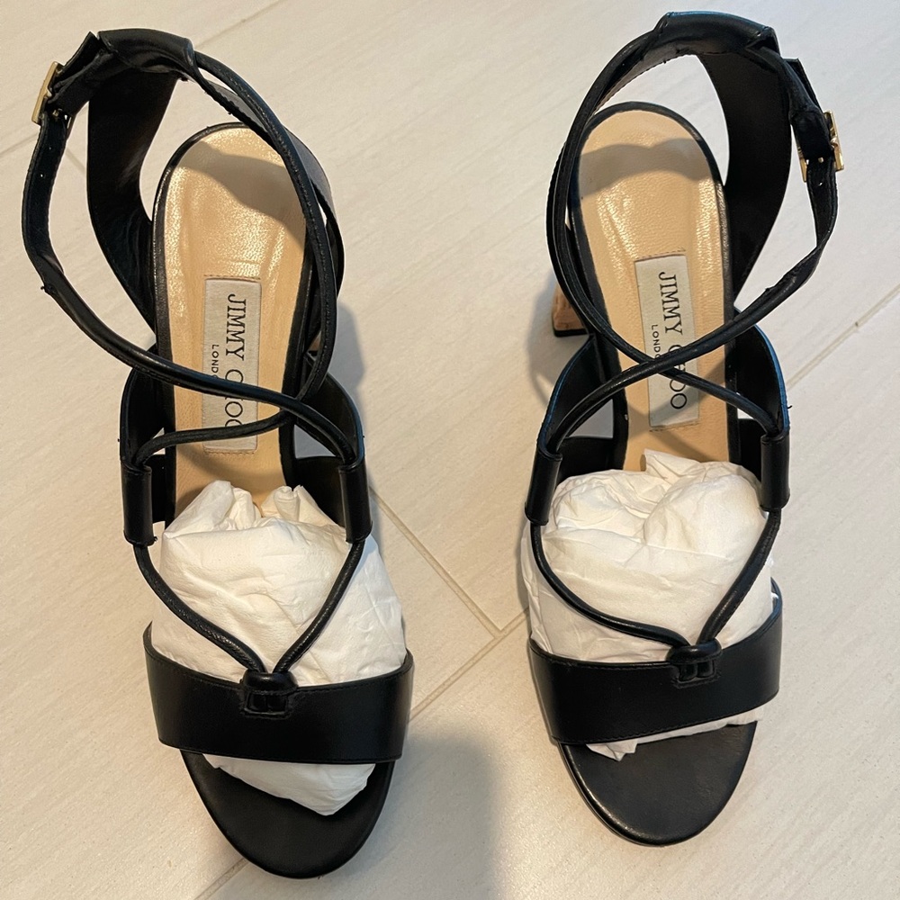 Jimmy Choo block leather heels in black